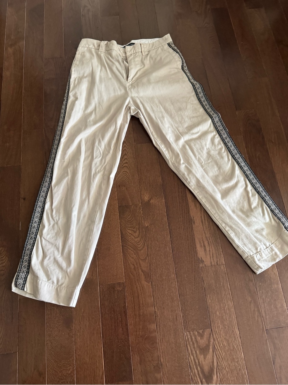 Urban Outfitters Cream Chinos with Black Side Stripe